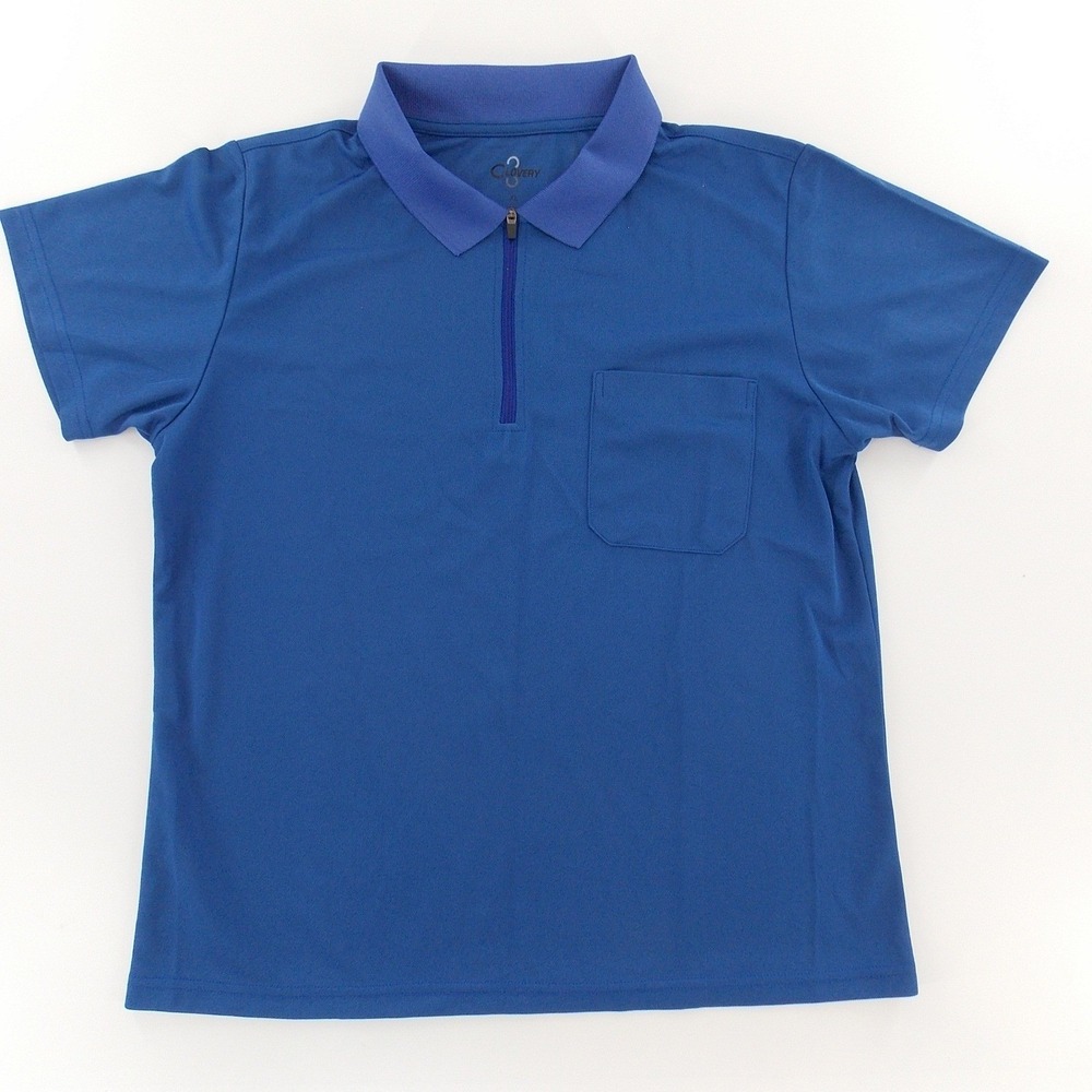 Clovery Polo Shirt Quarter Zip Short Sleeve Golf Tennis Women XL‎ Blue